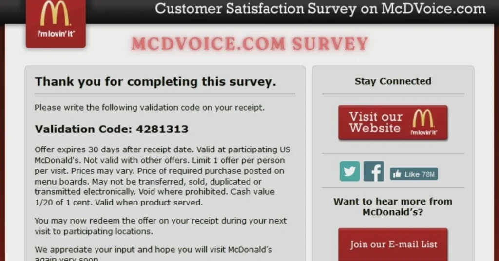 mcdvoice.com survey